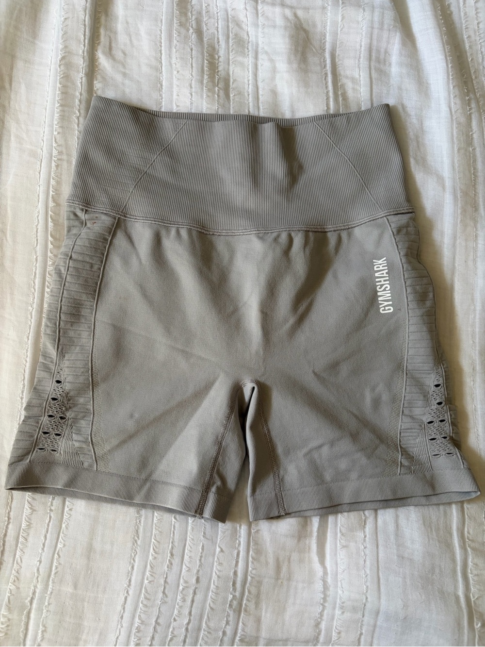 Gymshark High-Waisted Ribbed Active Shorts Vital Seemless - Light Gray